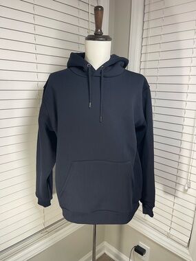 Men's Solid Navy Pullover Hoodie with Kangaroo Pocket
